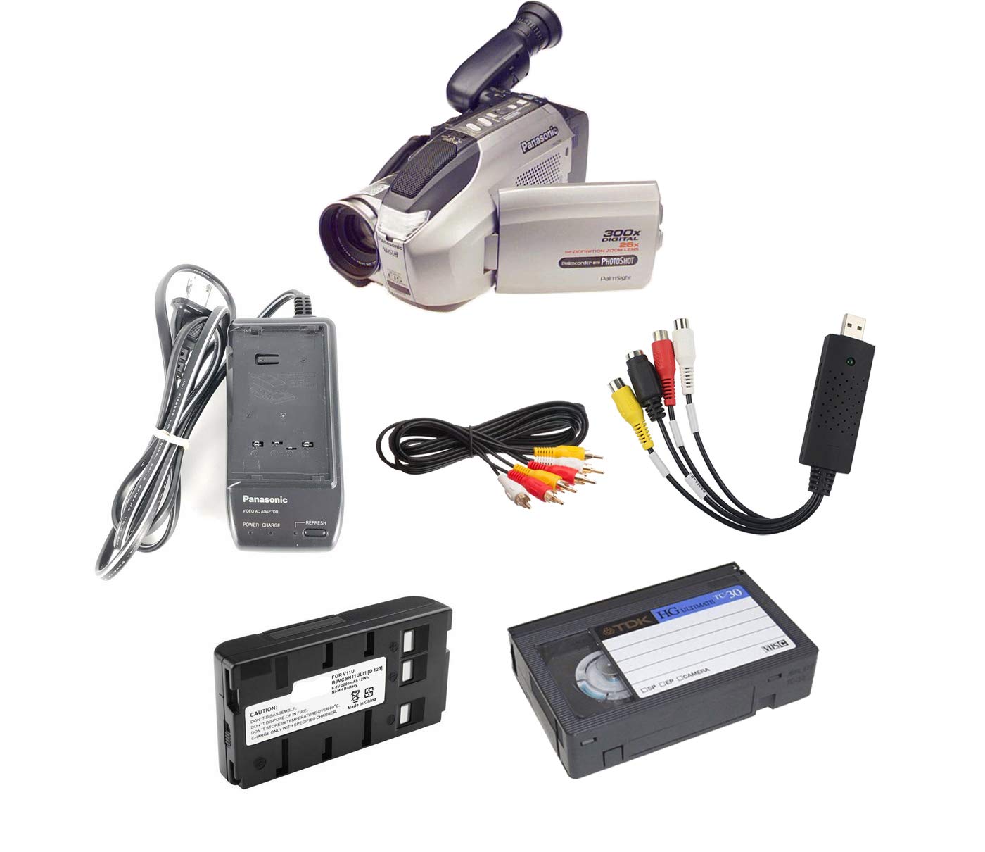 Panasonic VHS-C Camcorder w/USB Adapter for Tape Transfer to Digital & Blank VHSC Tape Questions & Answers